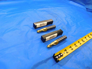 2 PC LOT OF CARBIDE 5 DEGREE TAPERED END MILLS 3/8 CUT DIA TIN 3 FLUTE 5/8 SHANK - CB2742BR3
