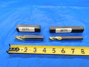 2 PC. LOT OF CARBIDE TAPERED END MILLS 3/8 CUT DIA 2 FLUTE 1/2 TO 5/8 SHANK - CB2745BR3