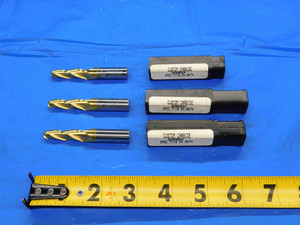 3 PC. LOT OF CARBIDE TIN COATED TAPERED END MILLS 5/16 TO 7/16 CUT DIA 2 DEGREE