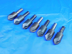 7 PCS LOT OF HSS 7/8 DIAMETER 90 DEGREE COUNTERSINKS 1/2 SHANKS SIX FLUTES  - BR4228BI3