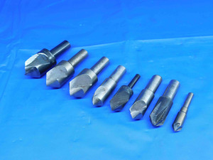 8 PCS LOT OF HSS 90 DEGREE COUNTERSINKS SIZES RANGE FROM 3/8 TO 1" 1, 5 & 6 FL - BR4224BI3