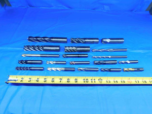 LOT OF 19 1" AND SMALLER SHANKS SOLID CARBIDE END MILLS FOR MILLING MACHINING  - BR4963LVR