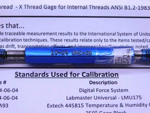 CERTIFIED 10 24 UNC 2B THREAD PLUG GAGE #10 .190 GO NO GO PD'S = .1629 & .1672 - DW28101TLC