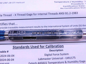 CERTIFIED 1/4 28 UNF 2B STI HELICOIL THREAD PLUG GAGE .25 GO NO GO = .2732 .2765 - DW28215TLC