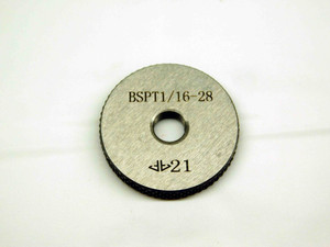 NEW 1/16 28 BSPT PIPE THREAD RING GAGE .0625 BRITISH TAPER L1 SYSTEM B - MS7004LZ