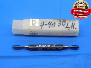 4 40 UNC 3B LEFT HAND THREAD PLUG GAGE #4 .112 GO NO GO P.D.'S = .0958 & .0982 - DW28232AZ4