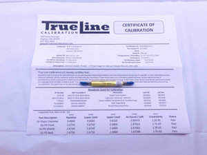 CERTIFIED M3 X .5 6H THREAD PLUG GAGE 3 0.5 GO NO GO P.D.'S = 2.675 & 2.775 - DW28345TLC