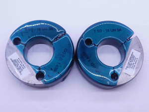 CERTIFIED 1 1/2 16 UN 3A THREAD RING GAGES 1.5 GO NO GO PD'S = 1.4594 & 1.4555 - DW28356TLC