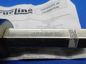 CERTIFIED 2 1/4 8 UN 3A SET THREAD PLUG GAGE 2.25 GO NO GO PDS= 2.1688 & 2.1628 - DW28667LVR