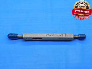 1/4 30 NS 2 THREAD PLUG GAGE .25 .250 .2500 GO NO GO P.D.'S = .2283 & .2314 - DW28772BD4 1/4 30 NS 2 THREAD PLUG GAGE .25 .250 .2500 GO NO GO P.D.'S = .2283 & .2314 - DW28772BD4