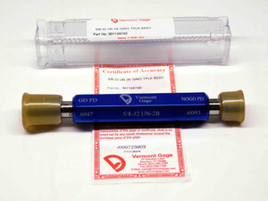 NEW 5/8 32 UN 2B VERMONT THREAD PLUG GAGE .625 GO NO GO P.D.'S = .6047 & .6093 - DW29263VTG
