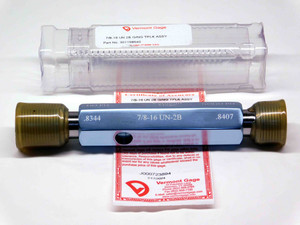 NEW 7/8 16 UN 2B VERMONT THREAD PLUG GAGE .875 GO NO GO P.D.'S = .8344 & .8407 - DW29270VTG