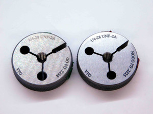 NEW 1/4 28 UNF 2A VERMONT THREAD RING GAGES .25 GO NO GO P.D.'S = .2258 & .2225 - JC4450VTG