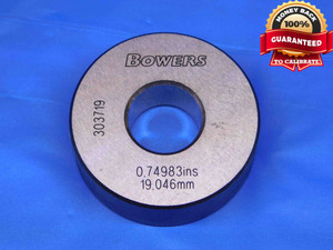 .74983 MASTER PLAIN BORE RING GAGE .7500 -.0002 UNDERSIZE 3/4 19 mm 303719 CHECK - BR6006BC4