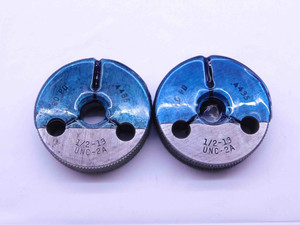 1/2 13 UNC 2A THREAD RING GAGES .5 .50 .500 GO NO GO P.D.'S = .4485 & .4435 - DT1041BURL