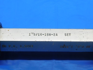 CERTIFIED 1 9/16 16 UN 2A SET THREAD PLUG GAGE 1.5625 GO NO GO = 1.5203 1.5151 - DW29853TLC