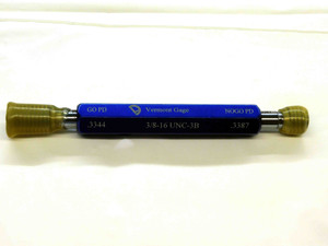 NEW 3/8 16 UNC 3B VERMONT THREAD PLUG GAGE .375 GO NO GO P.D.'S = .3344 & .3387 - DW30284VTG