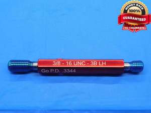 3/8 16 UNC 3B LEFT HAND THREAD PLUG GAGE .375 GO NO GO P.D.'S = .3344 & .3387 - DW30734LVR 3/8 16 UNC 3B LEFT HAND THREAD PLUG GAGE .375 GO NO GO P.D.'S = .3344 & .3387 - DW30734LVR