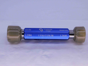 NEW 1 5/16 12 UN 3B VERMONT THREAD PLUG GAGE 1.3125 GO NO GO = 1.2584 & 1.2640 - DW31191VTG