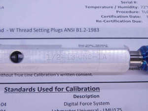 CERTIFIED 1/2 13 UNC 1A SET THREAD PLUG GAGE .5 GO NO GO P.D.'S = .4485 & .4411 - DW31316TLC