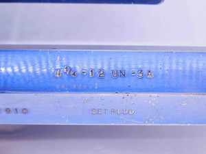 4 1/4 12 UN 3A SET THREAD PLUG GAGE 4.25 4.250 GO NO GO P.D.'S = 4.1959 & 4.1910 - DW31419RD