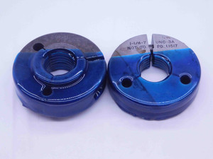 1 1/4 7 UNC 3A THREAD RING GAGES 1.25 1.250 GO NO GO P.D.'S = 1.1572 & 1.1517 - DW31452OB4