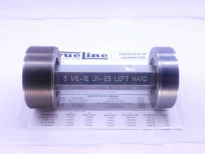 CERTIFIED 3 1/2 12 UN 2B LEFT HAND THREAD PLUG GAGE 3.5 GO NO GO = 3.4459 3.4543 - DW31459TLC