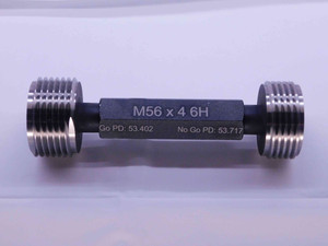 NEW M56 X 4 6H METRIC THREAD PLUG GAGE 56 4.0 GO NO GO P.D.'S = 53.402 & 53.717 - DW31576MSAF