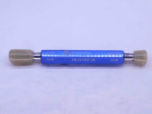 NEW 3/8 24 UNF 2B VERMONT THREAD PLUG GAGE .375 GO NO GO P.D.'S = .3479 & .3528 - DW31626VTG