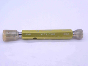 NEW M12 X 1.75 6H VERMONT THREAD PLUG GAGE 12 GO NO GO P.D.'S = 10.863 & 11.063 - DW31631VTG