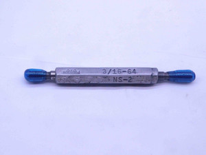 3/16 64 NS 2 THREAD PLUG GAGE .1875 GO NO GO P.D.'S = .1774 & .1798 INSPECTION - DW31702CC4