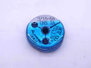 3/16 64 UNS 2A THREAD RING GAGE .1875 NO GO ONLY P.D. = .1743 INSPECTION CHECK - DW31826CA4