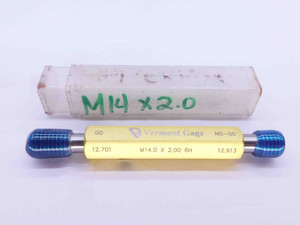 M14 X 2 6H VERMONT THREAD PLUG GAGE 14 2.0 GO NO GO P.D.'S = 12.701 & 12.913 - DW32039CB4
