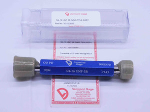 NEW 3/4 16 UNF 3B VERMONT THREAD PLUG GAGE .75 GO NO GO P.D.'S = .7094 & .7143 - DW32046VTG