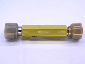 NEW M33 X 2 6H VERMONT THREAD PLUG GAGE 33 2.0 GO NO GO P.D.'S = 31.701 & 31.925 - DW32049VTG