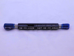 1/4 36 UNS 2B THREAD PLUG GAGE .25 .250 .2500 GO NO GO P.D.'S = .2320 & .2360 - DW32083OB4