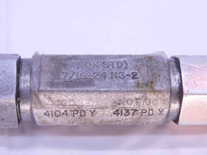7/16 24 NS 2 SPECIAL THREAD PLUG GAGE .4375 GO NO GO P.D.'S = .4104 & .4137 - DW32137OB4