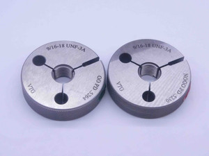 NEW 9/16 18 UNF 3A VERMONT THREAD RING GAGES .5625 GO NO GO PD'S = .5264 & .5230 - DW32349VTG