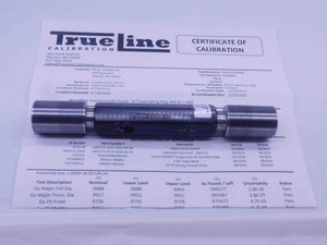 CERTIFIED 1" 28 UN 2A SET THREAD PLUG GAGE 1.0 GO NO GO P.D.'S = .9756 & .9716 - DW32379TLC