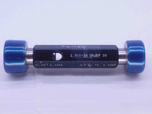 1 1/2 18 UNJEF 3B THREAD PLUG GAGE 1.5 1.50 GO NO GO P.D.'S = 1.4639 & 1.4687 - DW32390CN4 1 1/2 18 UNJEF 3B THREAD PLUG GAGE 1.5 1.50 GO NO GO P.D.'S = 1.4639 & 1.4687 - DW32390CN4