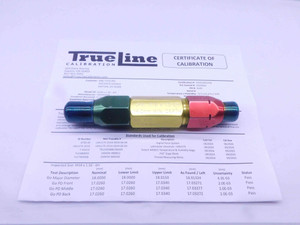 CERTIFIED M18 X 1.5 6H THREAD PLUG GAGE 18 GO NO GO P.D.'S = 17.026 & 17.216 - DW32410TLC