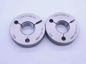 NEW 1 1/16 12 UNJ 3A VERMONT THREAD RING GAGES 1.0625 GO NO GO = 1.0084 & 1.0042 - DW32801VTG