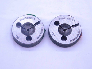 NEW 4 40 UNJC 3A VERMONT THREAD RING GAGES #4 .112 GO NO GO PD'S = .0958 & .0939 - DW32883VTG