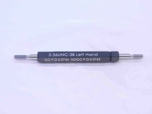 NEW 2 56 UNC 3B LEFT HAND THREAD PLUG GAGE #2 .086 GO NO GO = .0744 & .0765 LH - DW32934MJ