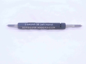 NEW 2 64 UNF 3B LEFT HAND THREAD PLUG GAGE #2 .086 GO NO GO = .0759 & .0779 LH - DW32937MJ