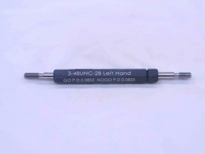 NEW 3 48 UNC 2B LEFT HAND THREAD PLUG GAGE #3 .099 GO NO GO = .0855 & .0885 LH - DW32945MJ