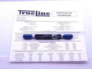 CERTIFIED 7/16 14 UNC 2A SET THREAD PLUG GAGE .4375 GO NO GO PDS= .3897 & .3850 - DW32980TLC