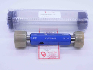 NEW 1 1/2 20 UN 2B VERMONT THREAD PLUG GAGE 1.5 GO NO GO PD'S = 1.4675 & 1.4737 - DW33092VTG