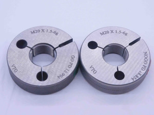 NEW M20 X 1.5 6g VERMONT THREAD RING GAGES 20 GO NO GO P.D.'S = 18.994 & 18.854 - DW33107VTG
