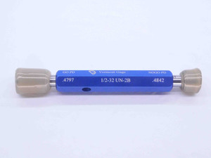 NEW 1/2 32 UN 2B VERMONT THREAD PLUG GAGE .5 .50 GO NO GO P.D.'S = .4797 & .4842 - DW33116VTG